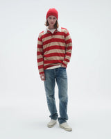 Striped Rugby in Dune True Red Stripe