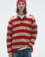 Striped Rugby in Dune True Red Stripe