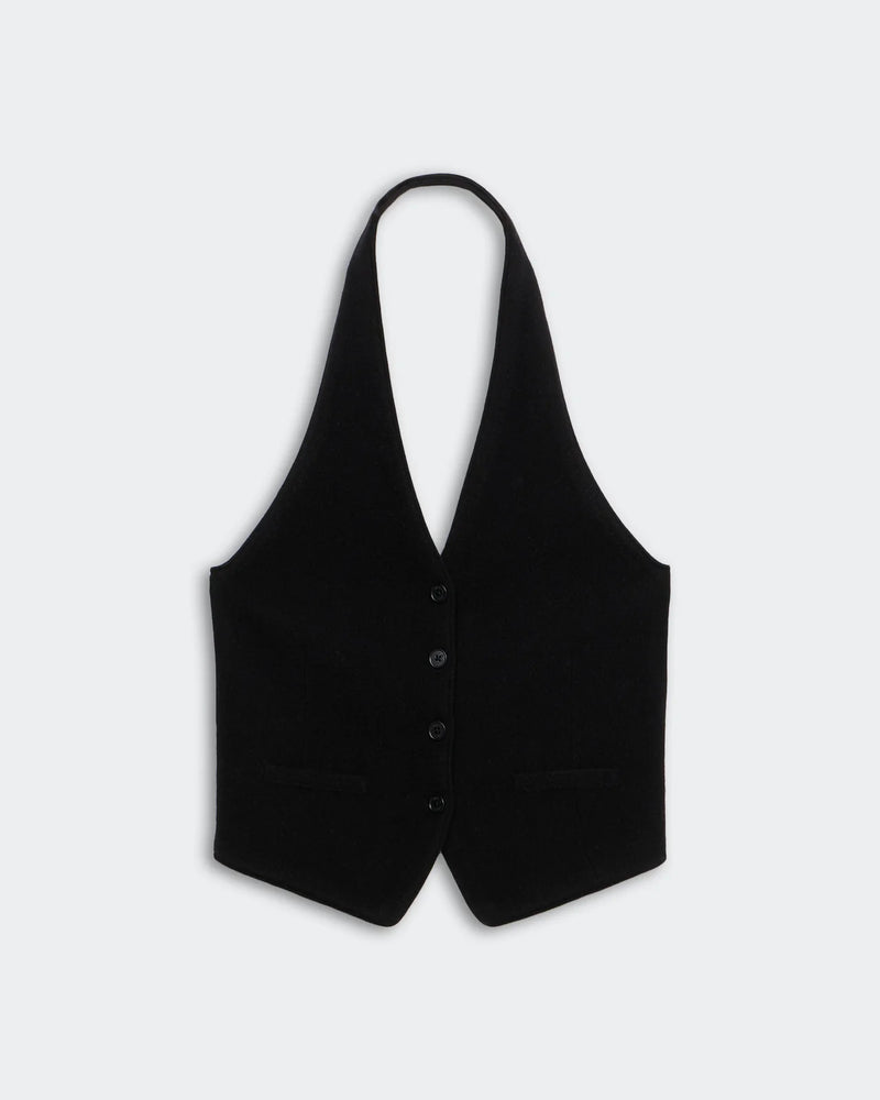 TAILORED HALTER VEST IN BLACK