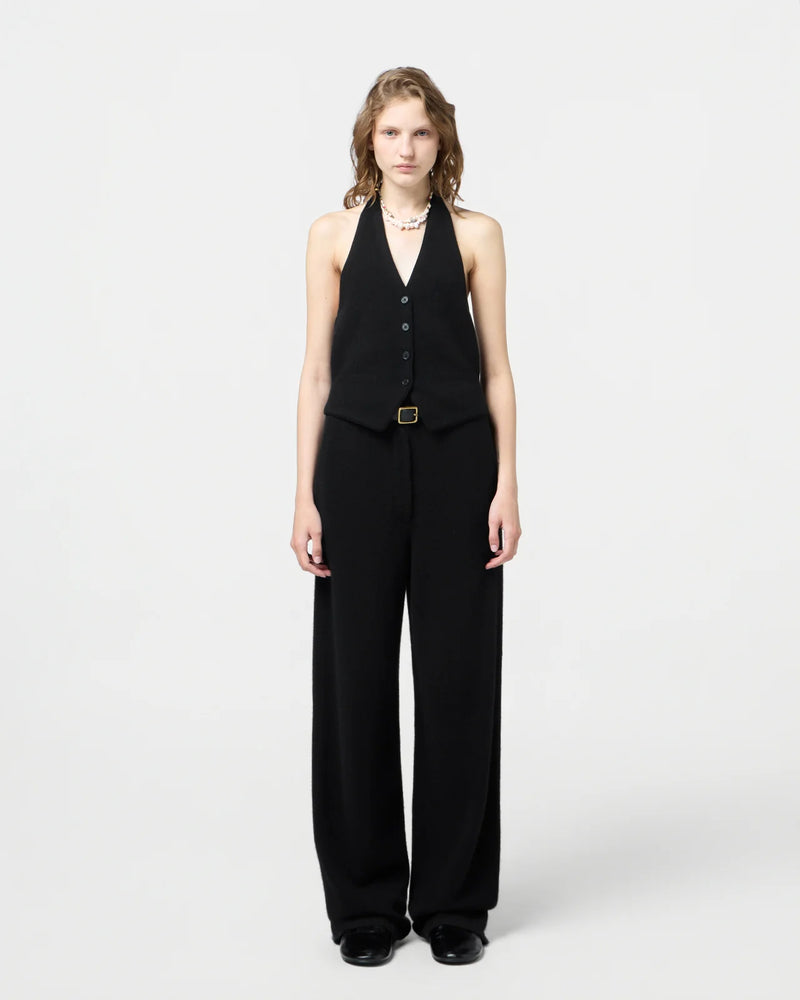 TAILORED HALTER VEST IN BLACK