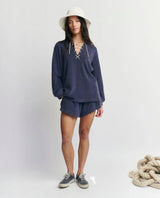 THE MICROTERRY SWING SHORT IN VINTAGE BLUE