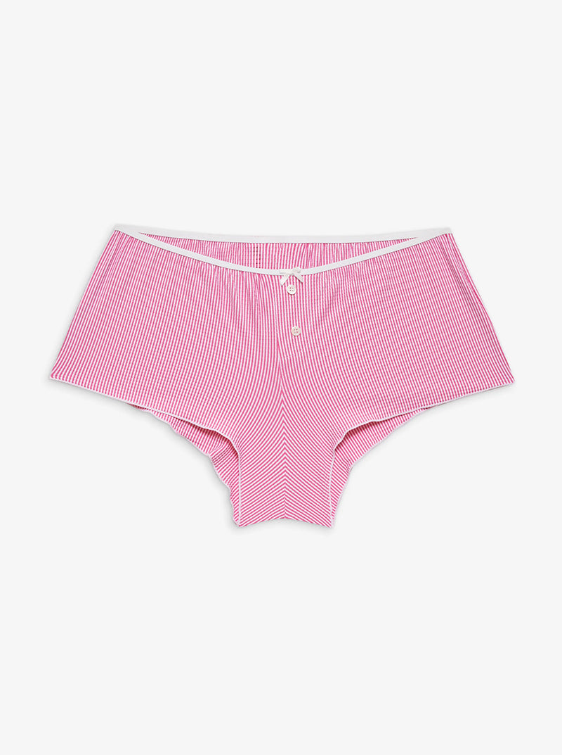 Indio Striped Booty Shorts in Pink Stripe