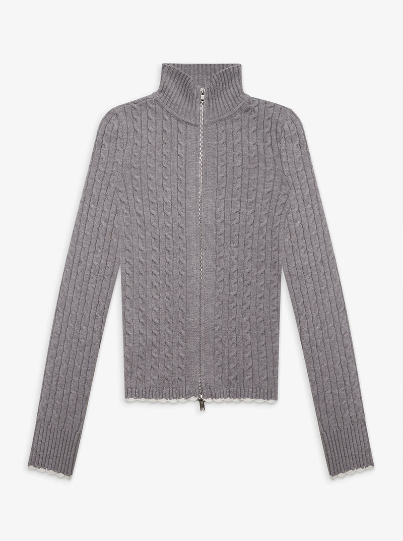 Carter Cable Knit Sweater in Heather Grey