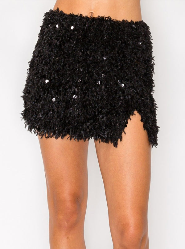 Charli Fringe Skirt in Black