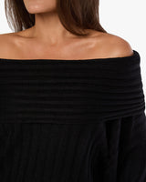 Oversized Off Shoulder Sweater in Black