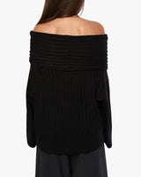 Oversized Off Shoulder Sweater in Black