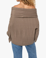 Oversized Off Shoulder Sweater in Stone