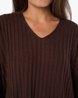 Oversized V Neck Sweater in Brown