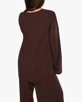 Oversized V Neck Sweater in Brown