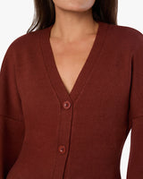 Cinched Waist Cardigan in Chestnut