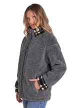 MOCK NECK ZIP FLEECE IN GREY