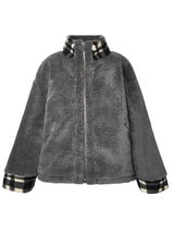 MOCK NECK ZIP FLEECE IN GREY