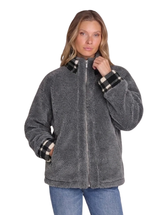 MOCK NECK ZIP FLEECE IN GREY