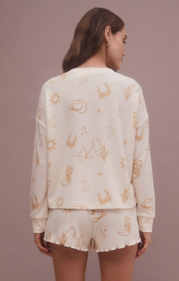 Western Henley Long Sleeve Top