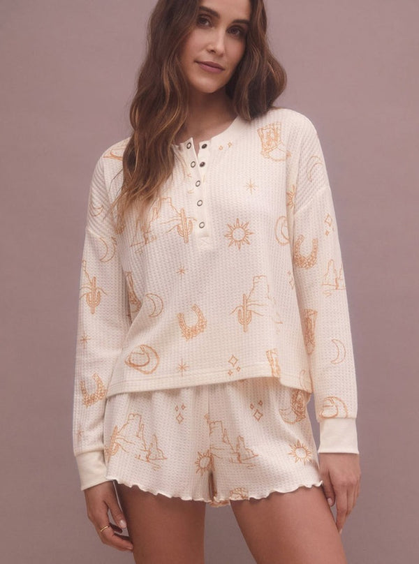 Western Henley Long Sleeve Top