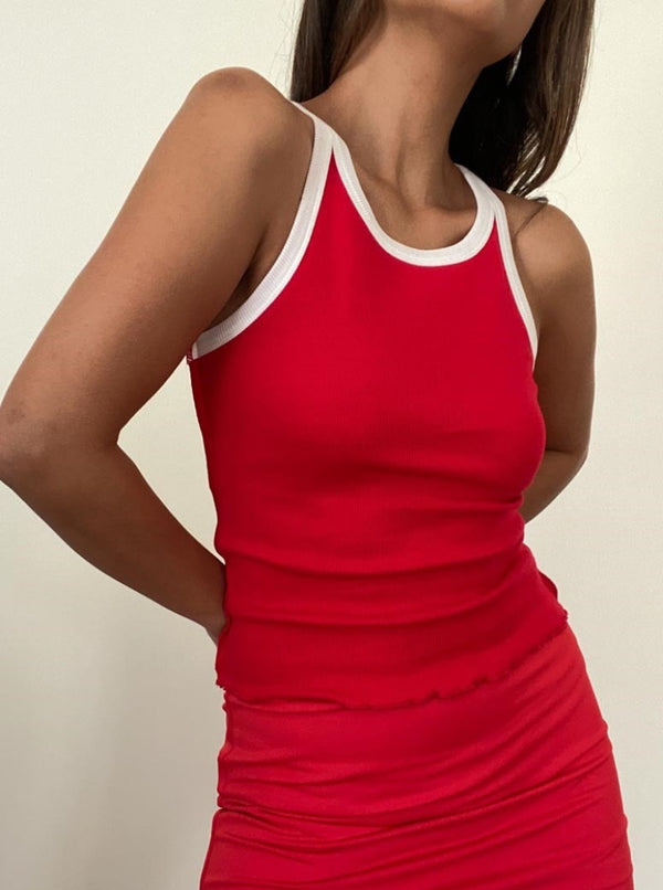 Rib Tank With Piping in Red
