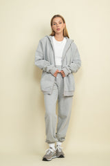 Oversized Zip Hoodie in Heather Grey