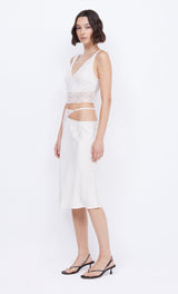 Santal Asym Midi Skirt in Ivory