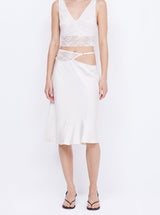 Santal Asym Midi Skirt in Ivory