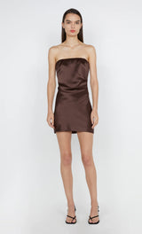 Symone Strapless Mini Dress in Chocolate