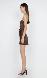 Symone Strapless Mini Dress in Chocolate