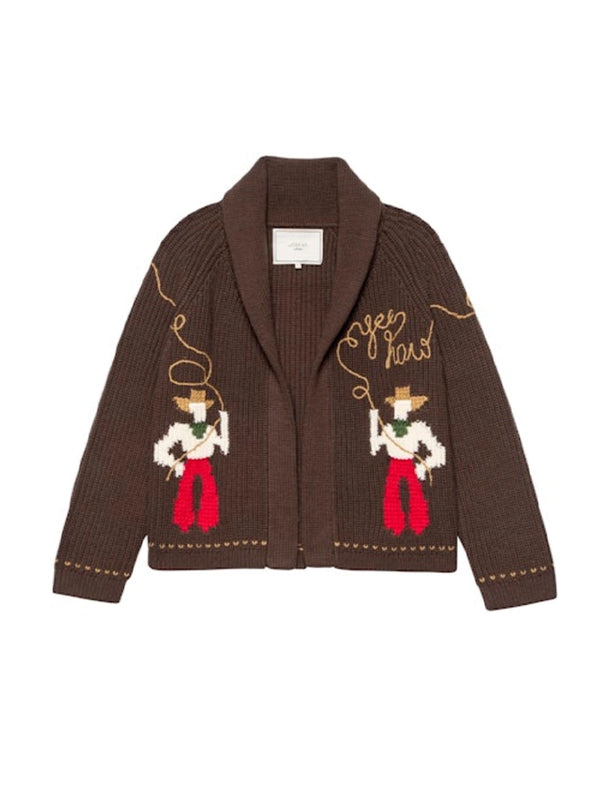 THE LASSO LODGE CARDIGAN IN UMBER