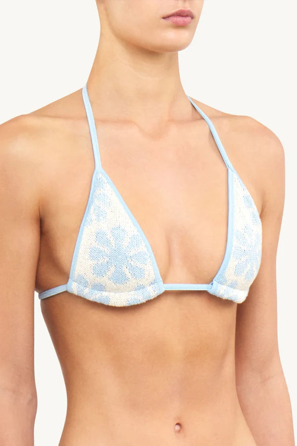 LIO JACQUARD BIKINI TOP IN SALT SKY BLUE