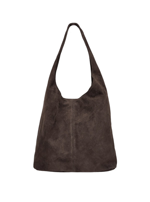 Suede Hobo Bag in Brown