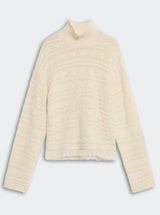 CROPPED CABLE TURTLENECK IN CREAM
