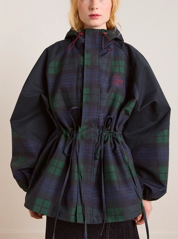 LIU RAINCOAT IN NAVY CHECK