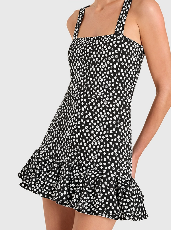 MELLIE SKORT ROMPER IN BLACK/WHITE