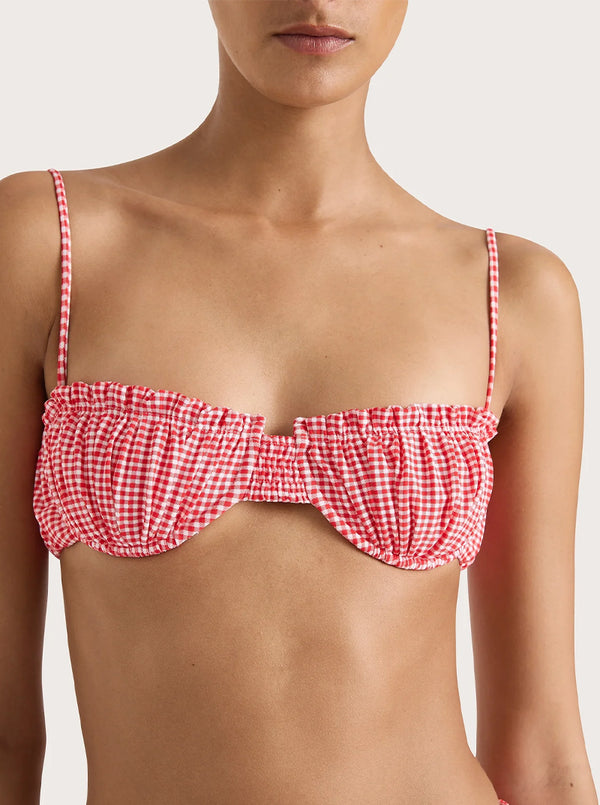 ESTEREL BIKINI TOP IN GINGHAM RED