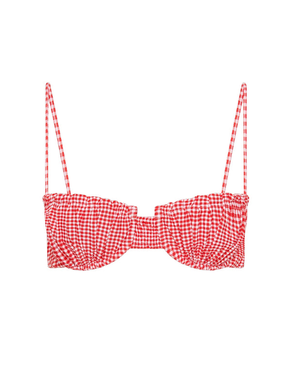 ESTEREL BIKINI TOP IN GINGHAM RED