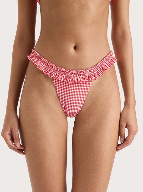 ESTEREL BIKINI BOTTOM IN GINGHAM RED