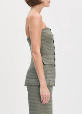 THE PHOEBE BUSTIER IN CHESIRE HOUNDSTOOTH