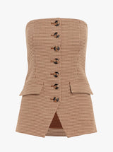 The Phoebe Bustier in Toffee Houndstooth