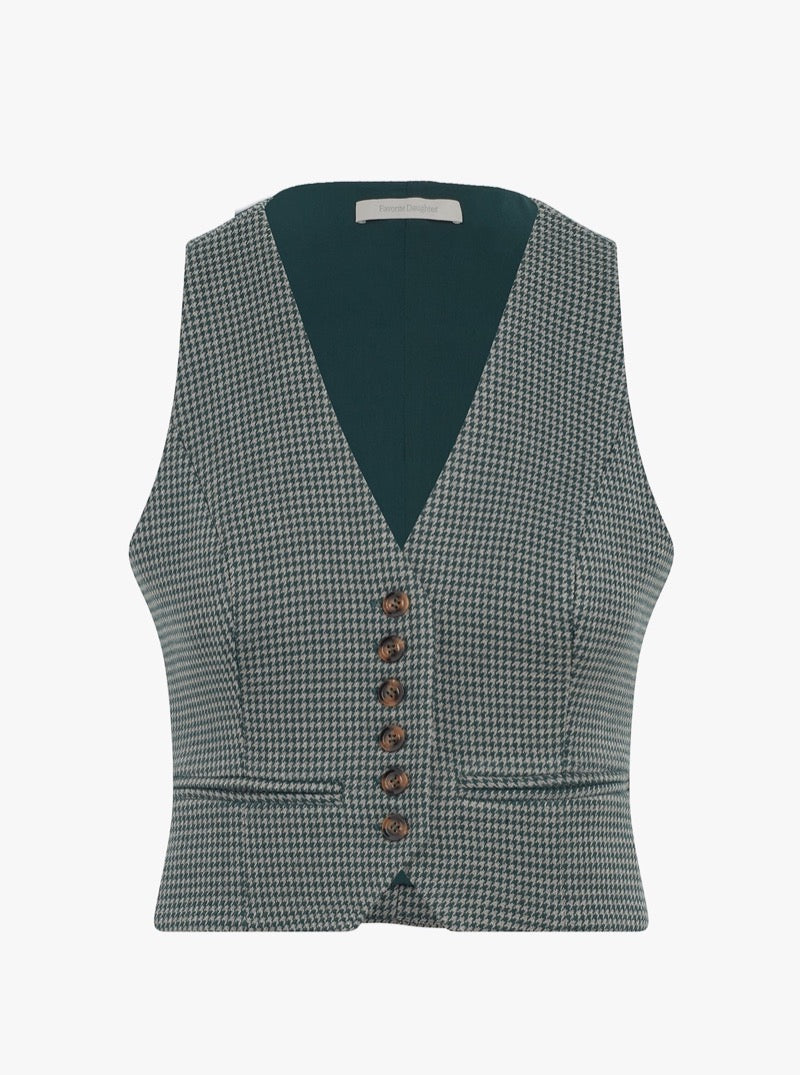 The Favorite Vest in Green Houndstooth