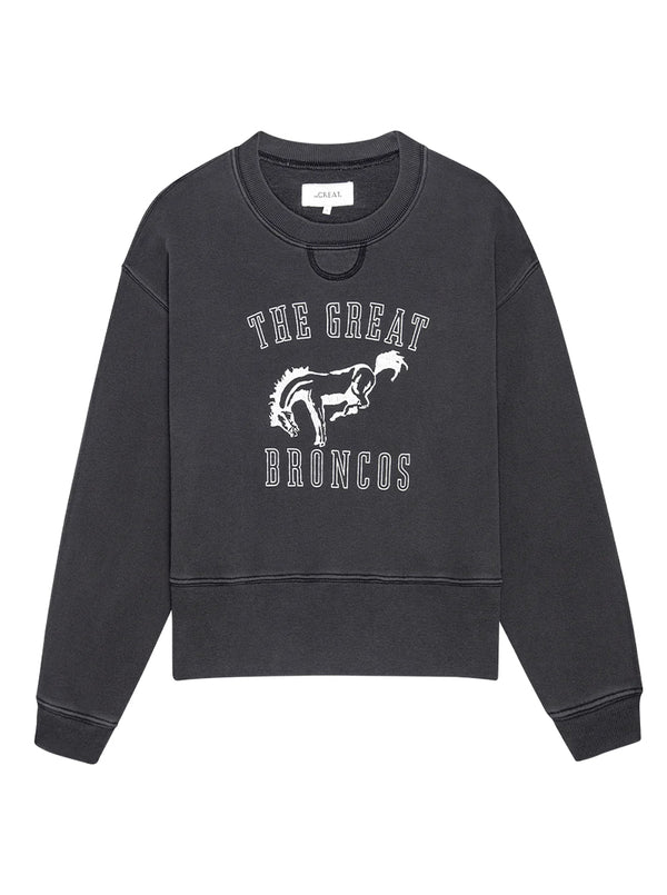 THE LEAGUE SWEATSHIRT BUCKING BRONCO GRAPHIC IN WASHED BLACK