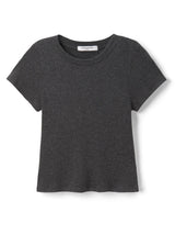 GABBY RIB SHORT SLEEVE CREW IN CHARCOAL