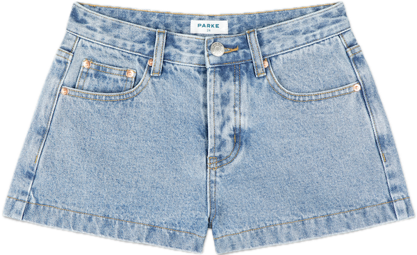MINI DENIM SHORTS IN VINTAGE WASH DENIM