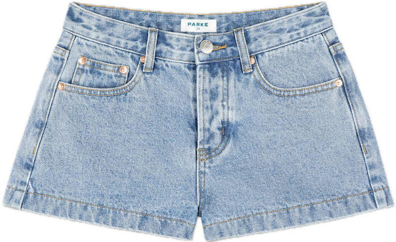 MINI DENIM SHORTS IN VINTAGE WASH DENIM