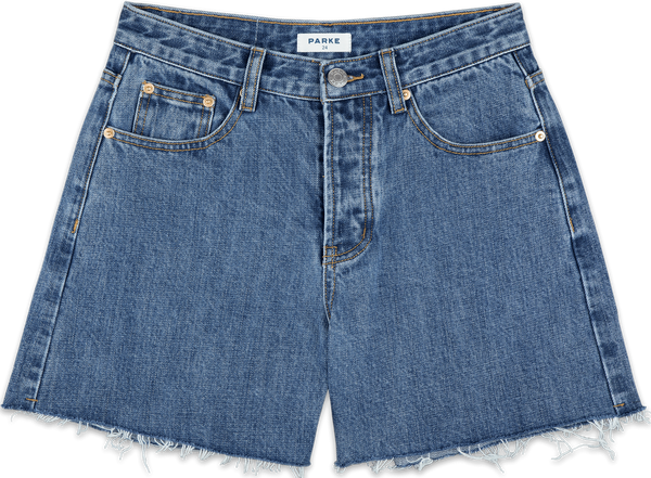 LONG BAGGY SHORTS IN MEDIUM DENIIM