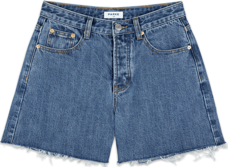 LONG BAGGY SHORTS IN MEDIUM DENIIM