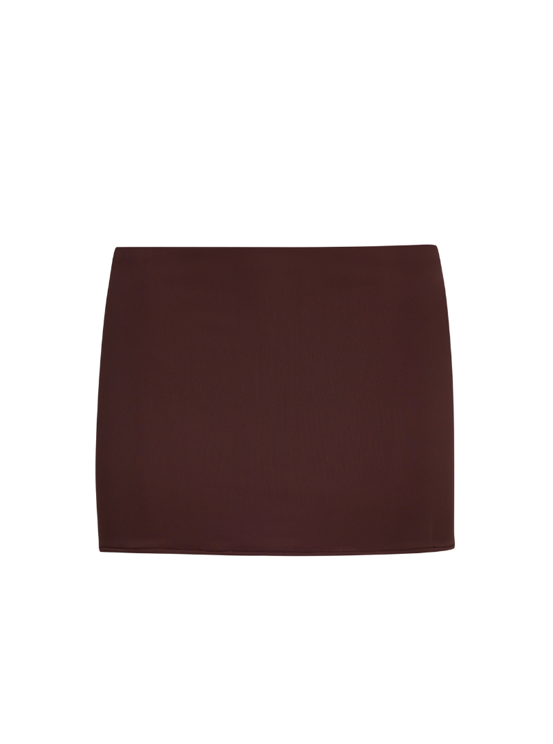 Micro Mini Stretch Skirt in Brown