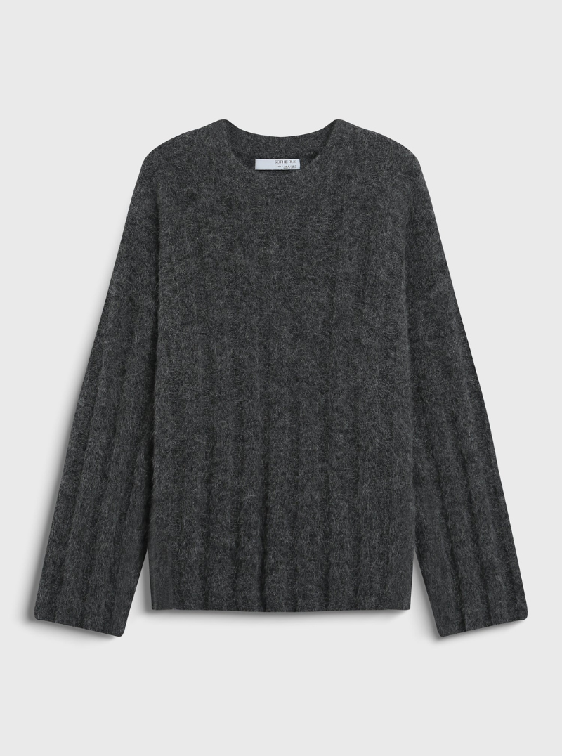 VENDÔME Wide Rib Boxy Sweater in Cinder