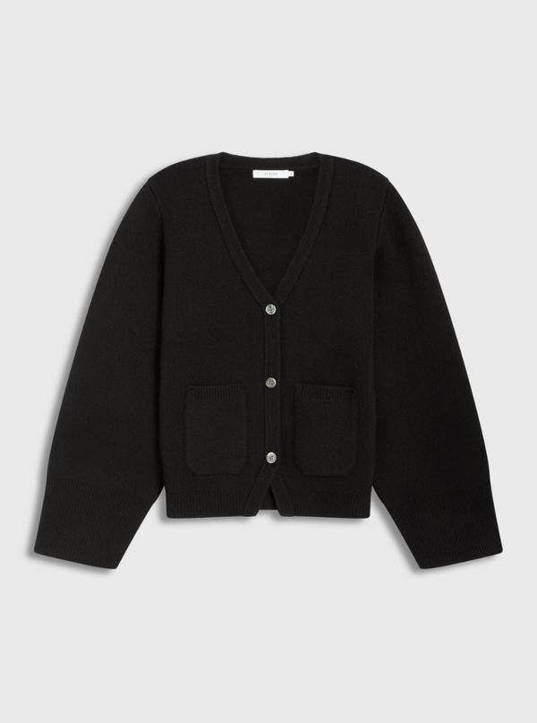 V Neck Cardigan in Black