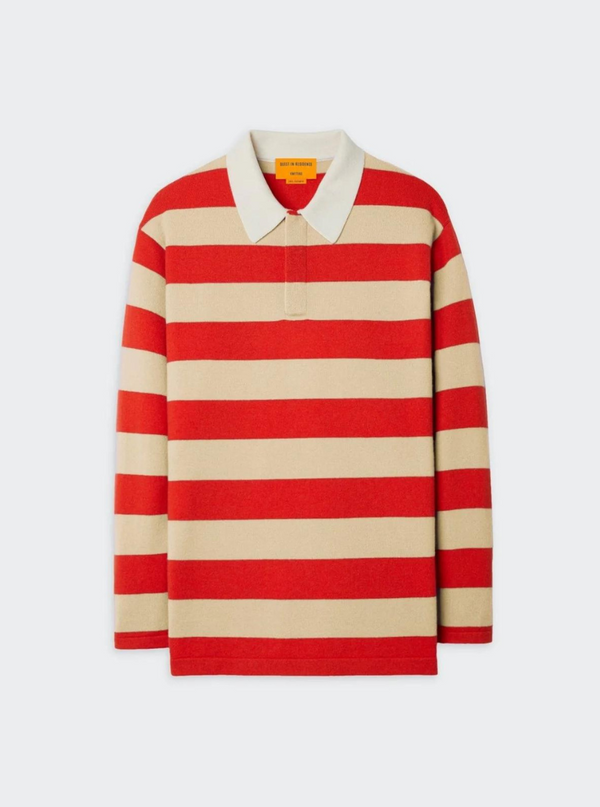 Striped Rugby in Dune True Red Stripe