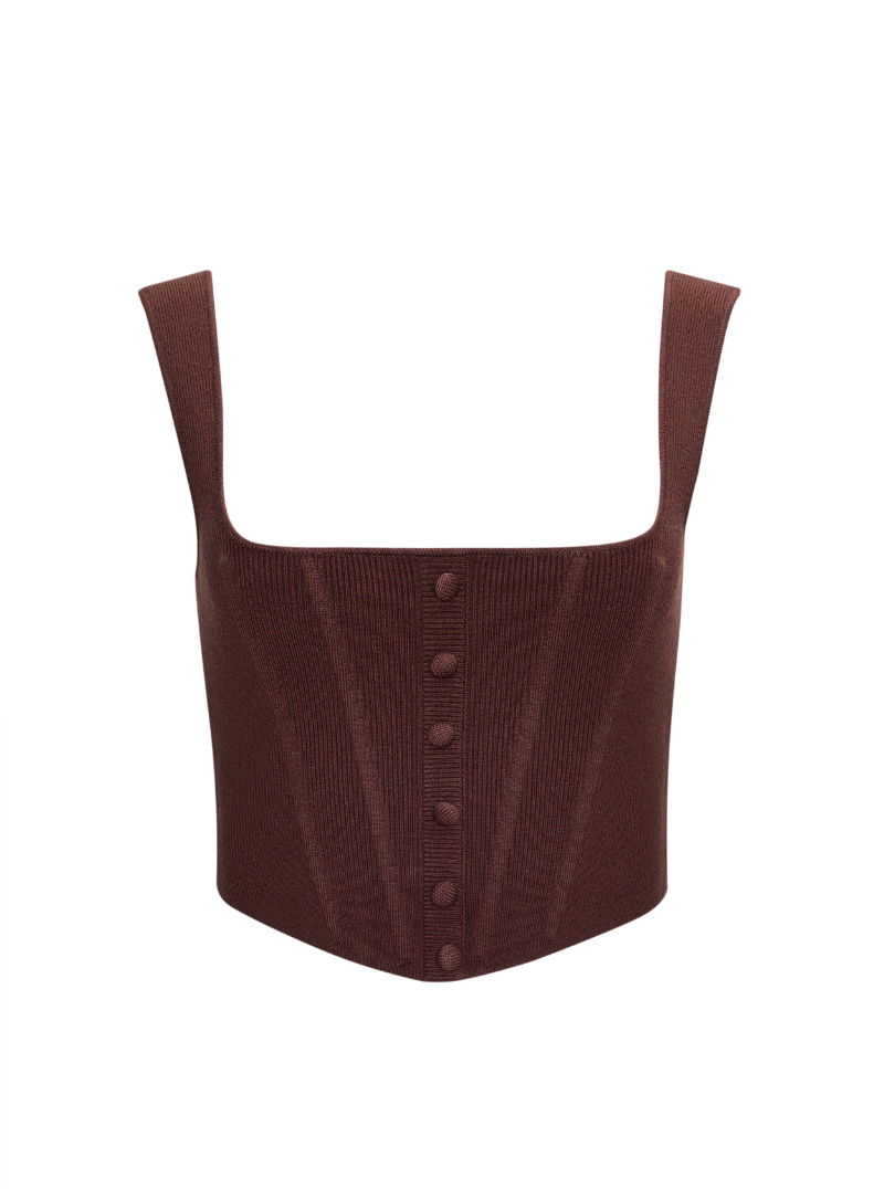 Knitted Corset in Chocolate