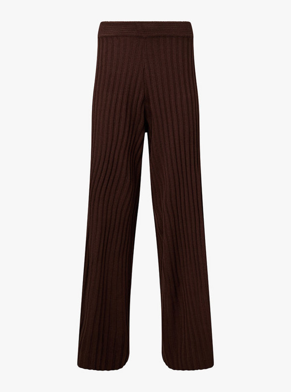 Wide Leg Pull On Pant in Brown