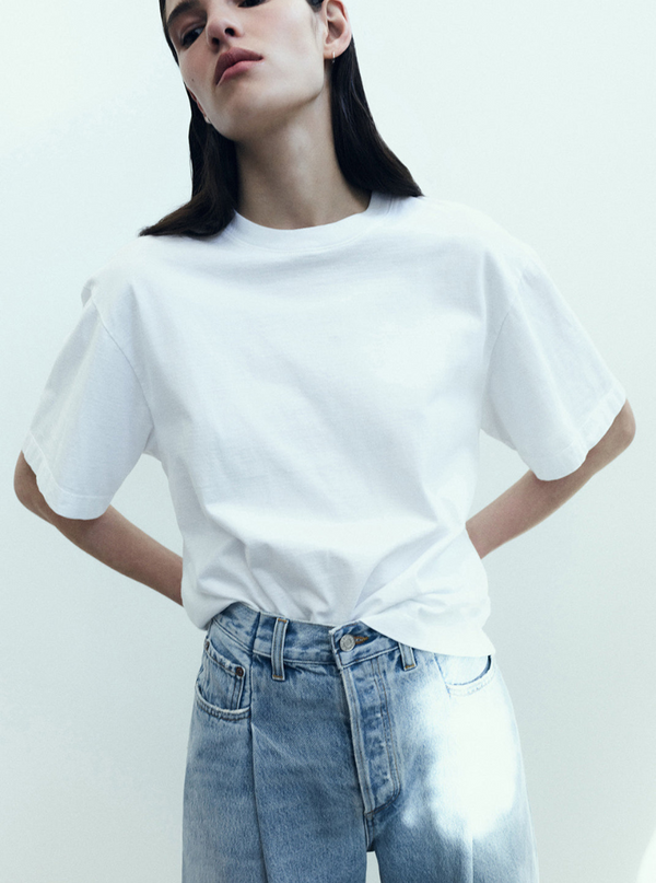 Sulma Drop Shoulder Tee in White